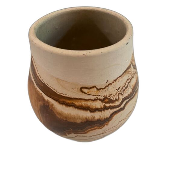 Vtg Nemadji Pottery USA Brown Swirl Vase Native Rustic Unglazed Clay Decor - Picture 4 of 5